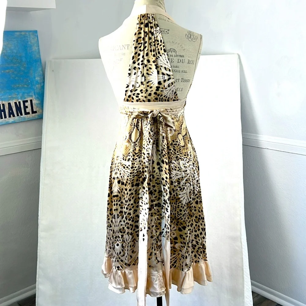 Roberto Cavalli Vintage Like New 100% Silk Leopard Print Wrap dress Sz.38 XS /S - Picture 11 of 13